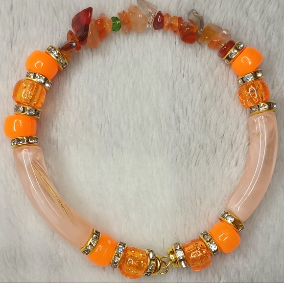 Gemstone and Plastic Bead Bracelet - Picture 1 of 6